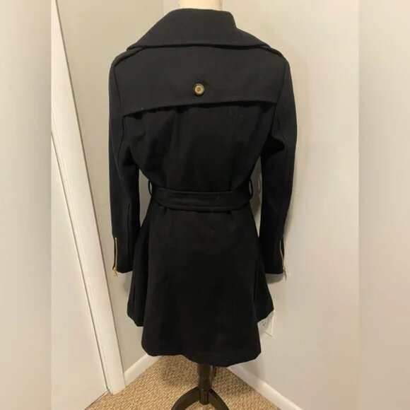 Express Black Double Breasted Belted Pea Coat - Picture 4 of 5